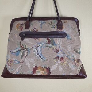 Maggi B Tan Paisley Tapestry‎ Carpet Bag Large Shoulder Bag grandma travel